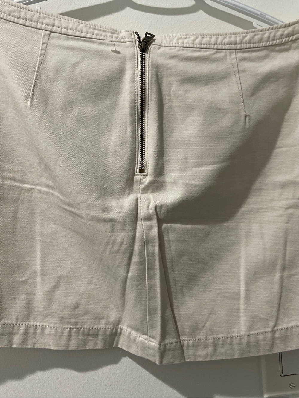 French Connection Cream Mini Skirt with Exposed Zip